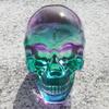 FZBHRO Crystal Skull Head Statues Clear Skull Figurines K9 Glass Skull Gemstone Halloween Decor Gifts for Women Plating Green Purple 2.8" view 4