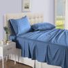PG Beddings 1000-TC Ultra Soft Egyptian Cotton 4-Piece Sheet Set Full Size Bed 24 inch Provides Peaceful Sleep Stripe Pattern, Medium Blue view 1