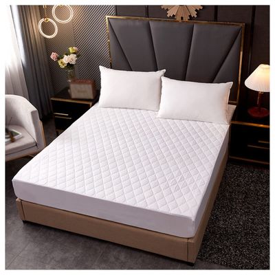 MHXY Quilted Fitted Mattress Pad Waterproof Mattress Pad Fitted Cozy and Away with Great Breathability Twin Extra Long Size (Color : Checkered White, Size : 150 * 200CM)