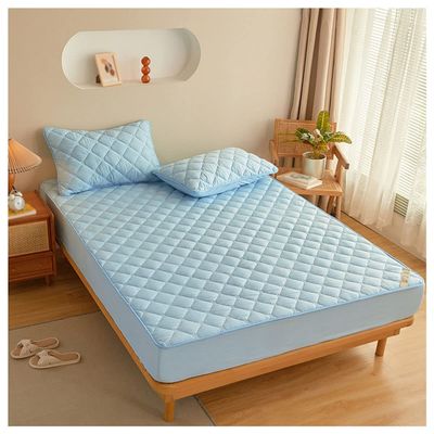 MHXY Mattress Protector Cooling Breathable Fluffy Soft Mattress Pad Bed Cover Waterproof,Deep Pocket Mattress Protector (Color : Innocent Blue, Size : 180 * 220cm)