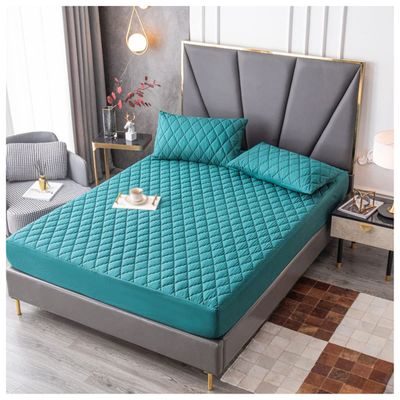 MHXY Quilted Fitted Mattress Pad Waterproof Mattress Pad Fitted Cozy and Away with Great Breathability Twin Extra Long Size (Color : Dark Green, Size : 200 * 200CM)