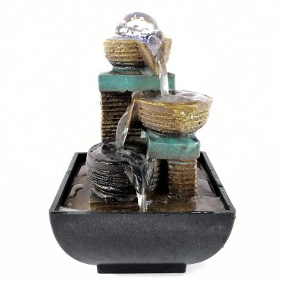 HNHYNSY Tabletop Waterfall Desktop Fountain Interior Decor Tabletop Fountain 3-Layer Waterfall River Rock Electric Desk Fountain for Office and Home Decor Tabletop Water Fountain (Color : A)