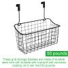 ACXFOND 4PCS Over the Cabinet Basket, Over Cabinet Door Organizer, Grid Storage Baskets with Hooks, Metal Hanging Basket Kitchen Storage Organizer Holder for Pantry, Bathroom, Black, 11x9.2x4.3 view 4