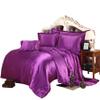 Ultra Soft Silk Like Satin 9 Piece Comforter Set (Comforter + Duvet Cover + Flat Sheet + Fitted Sheet 19" Deep Pocket + 4 Pillow Cases + 1 Bed Skirt) Bedding Set Egg Plant, Olympic Queen view 1