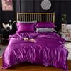Ultra Soft Silk Like Satin 9 Piece Comforter Set (Comforter + Duvet Cover + Flat Sheet + Fitted Sheet 19" Deep Pocket + 4 Pillow Cases + 1 Bed Skirt) Bedding Set Egg Plant, Olympic Queen view 2