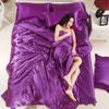 Ultra Soft Silk Like Satin 9 Piece Comforter Set (Comforter + Duvet Cover + Flat Sheet + Fitted Sheet 19" Deep Pocket + 4 Pillow Cases + 1 Bed Skirt) Bedding Set Egg Plant, Olympic Queen view 3