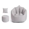 Bean Bag Chair Cover (No Filler) Washable Premium Soft Cotton Linen Memory Foam Replacement Cover Sack Bean Bag Sofa Case for Kids and Adults,Light Gray view 1
