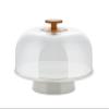 Alessi Mattina BG06 G - Design Porcelain Cake Stand with PMMA Lid and Bamboo Knob, Grey view 1