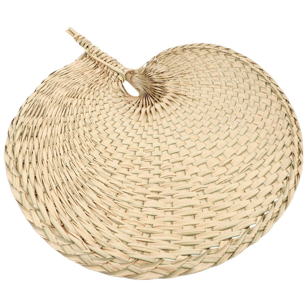 EXCEART 1Pc Woven Straw Fan Natural Wheat Straw Hand Fan Natural Wall Decor Hand (Light Yellow)