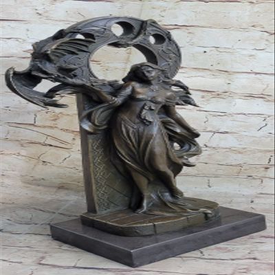 EUROPEAN BRONZE Art Deco Mythical Mythology Sexy Girl with her Dragon Bronze Figurine Decor Deal Handmade
