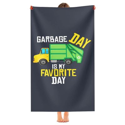 Garbage Day Is My Favorite - Recycling Trash Garbage Truck Microfiber Sand Free Beach Towel-Quick Dry Super Absorbent Oversized Large Towels Blanket for Travel Pool Swimming Bath Camping Yoga Girls
