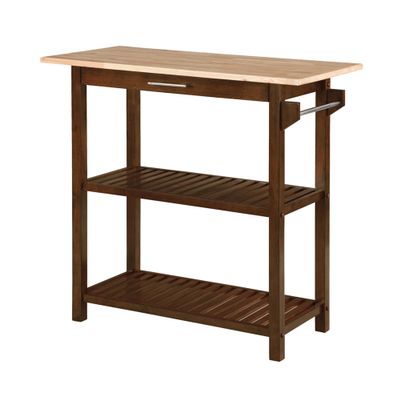 Convenience Concepts Designs2Go 3 Tier Butcher Block Kitchen Prep Island 40" - 3 Tier Modern Cooking Cart with Drawer, Food Serving Station for Kitchen, Dining Room, Espresso