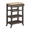 Convenience Concepts Ellaine 4 Tier Kitchen Cart with Drawer and Wine Rack, 24.75 x 16.5 x 34.5, Wirebrush Dark Gray/Butcher Block view 1