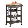 Convenience Concepts Ellaine 4 Tier Kitchen Cart with Drawer and Wine Rack, 24.75 x 16.5 x 34.5, Wirebrush Dark Gray/Butcher Block view 2