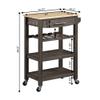 Convenience Concepts Ellaine 4 Tier Kitchen Cart with Drawer and Wine Rack, 24.75 x 16.5 x 34.5, Wirebrush Dark Gray/Butcher Block view 4