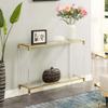 Convenience Concepts Royal Crest Acrylic Glass Console Table 44.25" - Modern 2-Tier Tempered Glass Hall Table with Storage Shelf, Gold Chrome Frame with Acrylic Legs for Entryway, Hallway, Glass, Gold view 2