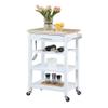 Convenience Concepts Ellaine Butcher Block Kitchen Cart 24.75" - 4 Tier Kitchen Island with Storage Drawer, Dining Room Wine Rack on Wheels, Coffee Station Table, Mobile Utility Trolley, White view 2