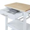 Convenience Concepts Ellaine Butcher Block Kitchen Cart 24.75" - 4 Tier Kitchen Island with Storage Drawer, Dining Room Wine Rack on Wheels, Coffee Station Table, Mobile Utility Trolley, White view 3
