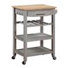 Convenience Concepts Ellaine 4 Tier Kitchen Cart with Drawer and Wine Rack, 24.75 x 16.5 x 34.5, Wirebrush Light/Butcher Block view 1