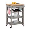 Convenience Concepts Ellaine 4 Tier Kitchen Cart with Drawer and Wine Rack, 24.75 x 16.5 x 34.5, Wirebrush Light/Butcher Block view 2
