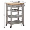 Convenience Concepts Ellaine 4 Tier Kitchen Cart with Drawer and Wine Rack, 24.75 x 16.5 x 34.5, Wirebrush Light/Butcher Block view 4