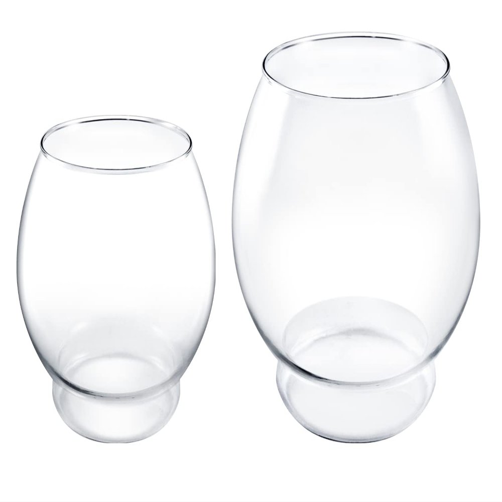 Glass Beta Goldfish Fish Bowl Round Vase Small Glass Round Vase for Weddings, Events, Decorating, Arrangements, Flowers, Office, or Home Decor (Large, 1 Gallon)