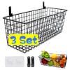 3SET Hanging Wire Baskets and 4 PACK XXL Stackable Basket, Metal Basket,Farmhouse Food Storage Mesh Bin Kitchen Pantry Laundry Closet Garage RV,Black view 3