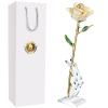 AliveRose 24K Gold Dipped Rose Made from Real Rose - Unique Design Dipped Rose for Anniversary Valentines Mothers Day Birthday Gifts (White with Stand) view 1