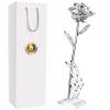 AliveRose 25th Anniversary Silver Rose for Wife - Unique Design Made from Real Rose for Anniversary, Valentine's, Mother's Day, Birthday Gifts (With Stand) view 1