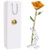 AliveRose Gold Rose Made from Real Rose - Unique Design Dipped Rose for Anniversary Valentines Mothers Day Birthday Gifts (Yellow with Stand) view 1