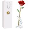 AliveRose 24K Gold Rose Made from Real Rose - Unique Design 24K Dipped Rose for Anniversary Valentines Mothers Day (Red Rose with Stand) view 1