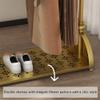 Clothing Rack Gold, Industrial Clothes Rack for hanging Clothes with Double Shelves Freestanding Multi-functional Heavy Duty Garment Rack, Metal Movable Coat Rack for Organizing Clothes Shoes view 4