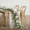 Ling's moment Flower Garland - 6FT Eucalyptus & Rose - Sweetheart Table Decor for Wedding Reception, Artificial Floral Garland for Mantle, Thanksgiving, Christmas Decoration, Blush Powder Blue view 2