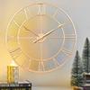CLXEAST 30 Inch Wall Clock,Large Champagne Gold Metal Roman Numeral Wall Clock, Modern Wall Clocks for Living Room Decor,House Warming Gifts New Home view 1