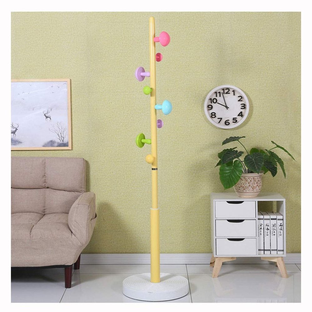 ADIE Coat Rack Coat Stand Free Standing Coat Rack, Metal Coat Hat Tree Coat Hanger Holder Coat Hook Entryway Hall Tree with 8 Hook Freestanding Coat Rack (Color : Pink)