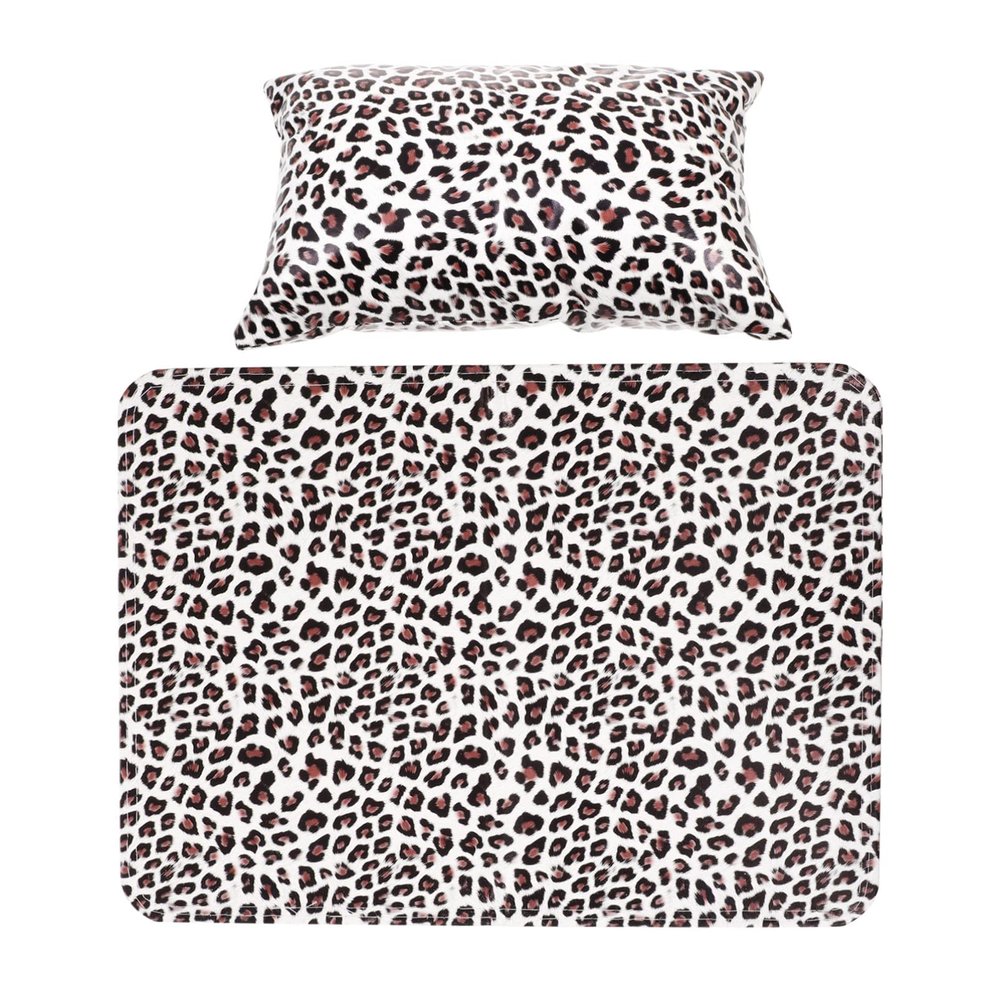 Beavorty 1set Leopard Print Hand Cushion Nail Art Support Pillow for Manicure Professional Nail Salon Accessory Easy to Carry Table Mat Protects Workbench