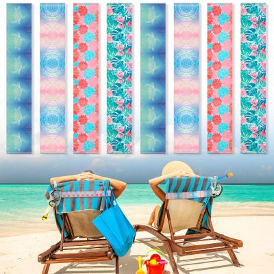 Boao 8 Pack Towel Bands for Beach Chair, Pool & Cruise Essentials, Elastic and Windproof, Towel Chair Clips Lounge Strap Holder, Cruise Ship Accessories (Sea Turtle Style)