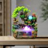 Tabletop Fountain, Mini Silent Indoor Outdoor 12LED Waterfall Fountain Zen Meditation Desktop Simulation Resin Rockery Water Fountain Bonsai Home Decor with Atomizer for Office Relaxation US Plug 110V view 3