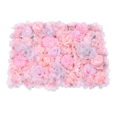 6 Pcs Artificial Flowers Wall Romantic Rose Flower Wall for Background Decoration Roses Wall Panel Hanging Wedding Venue Main Road Decor Silk Flower Panels Photo Backdrop Decor (Light Pink)