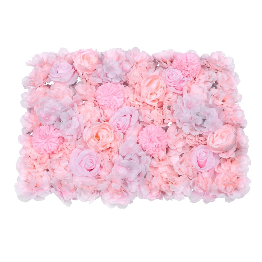 6 Pcs Artificial Flowers Wall Romantic Rose Flower Wall for Background Decoration Roses Wall Panel Hanging Wedding Venue Main Road Decor Silk Flower Panels Photo Backdrop Decor (Light Pink)