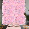 6 Pcs Artificial Flowers Wall Romantic Rose Flower Wall for Background Decoration Roses Wall Panel Hanging Wedding Venue Main Road Decor Silk Flower Panels Photo Backdrop Decor (Light Pink) view 2