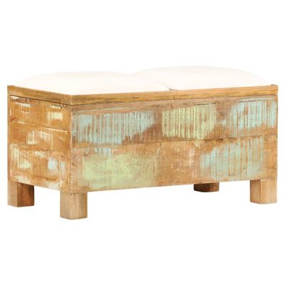 ZQQLVOO Storage Bench Solid Reclaimed Wood for Bedroom, Hallway, Industrial,Upholstered Storage Bench with Upholstered Seat, Storage Cabinet, Vintage Style.