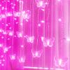 120 LED Butterfly Curtain Fairy Lights USB Plug in,8 Modes 20FT Firefly Twinkle Timer String Lights with Remote, Waterproof Copper Wire for Bedroom Valentine's Day Wedding Party(Pink) view 1