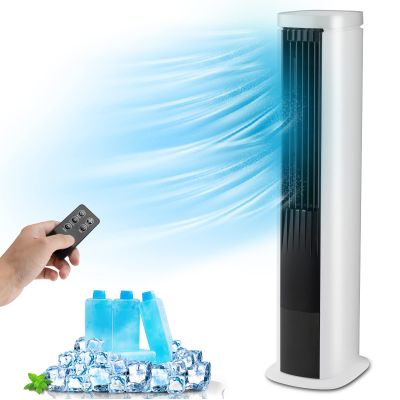 COSTWAY Portable Evaporative Air Cooler for Room, 40-Inch Bladeless Cooling Tower Cooler with Remote Control, 4 Ice Packs, 4 Speeds, 7H Timer, 60 Oscillation, Quiet Swamp Cooler Fan for Home Office