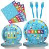 96 Pcs Science Party Plates Napkins Tableware Set Mad scientist Supplies Disposable Dinnerware Little Scientist Decoration Favors for Kids, 24 Guests view 1