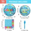 96 Pcs Science Party Plates Napkins Tableware Set Mad scientist Supplies Disposable Dinnerware Little Scientist Decoration Favors for Kids, 24 Guests view 2