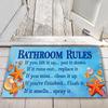 Beach Bathroom Decor, Bathroom Rules Doormat,Seashell Starfish Welcome Front Porch Patio Garage Enter Area Decor Doormats For The Entrance Way Outside view 2