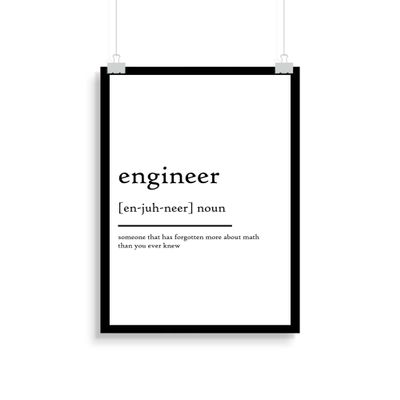 MG Global Engineer Definition Print, Engineer Definition Poster, 20 Colors Option, 11x17 16x24 24x36 Print, Office Art, Funny Definition Gift, Wall Art Decor