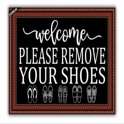 Funny Welcome Mats Please Take Off Your Shoes Mat for Entrance Indoor and Outdoor Farmhouse Rustic Shoes Off Doormat