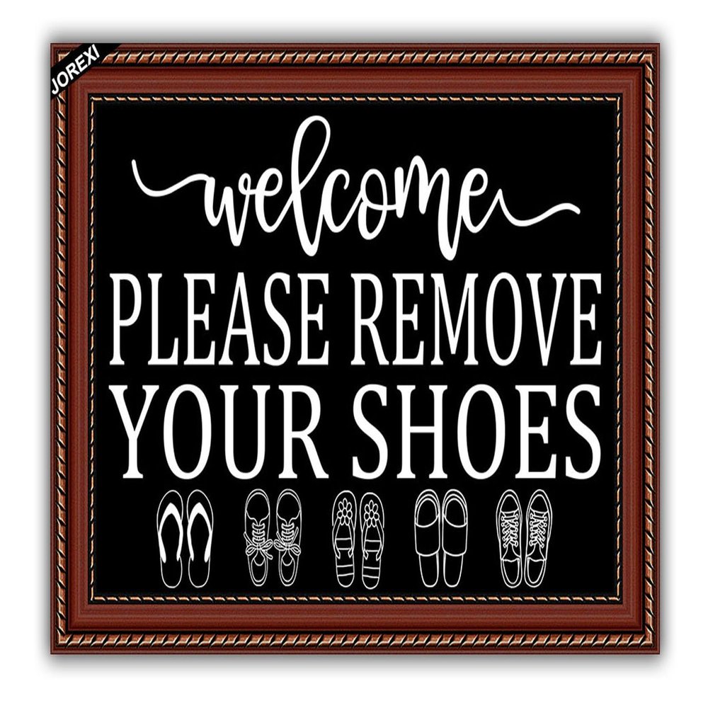 Funny Welcome Mats Please Take Off Your Shoes Mat for Entrance Indoor and Outdoor Farmhouse Rustic Shoes Off Doormat